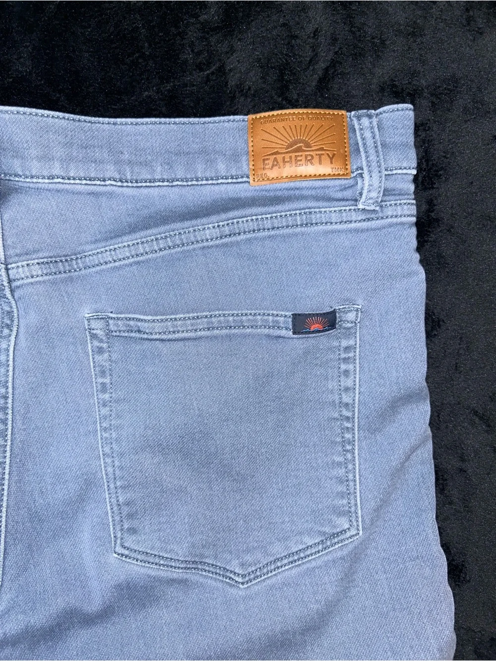 Faherty Men’s 36x32 Rocky Blue Stretch Terry 5 Pocket Straight Pants Excellent